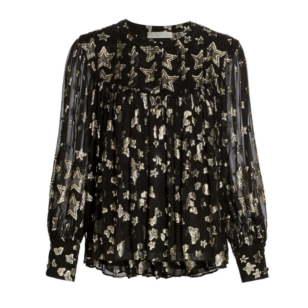 LoveShackFancy Dionne Metallic Star Top